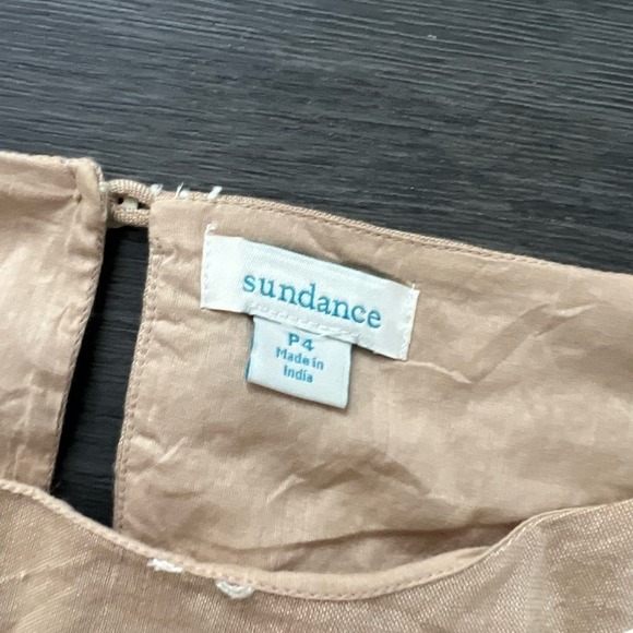 Sundance Royal Beauty Boho Embroidered Eyelet Sheath Dress Brown Tan Size P4 - Picture 8 of 9